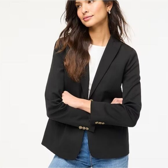 J. Crew Factory NWT Cotton-blend two-button blazer Black Women's size 2 - Picture 1 of 10